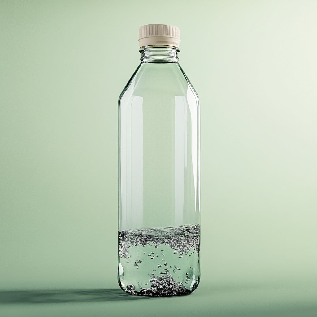 Wasserflasche mit ein wenig Wasser darin.