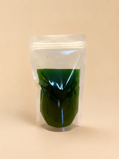 Nachfüllbeutel mit frischer grüner Spirulina-Kultur von MySpirulina